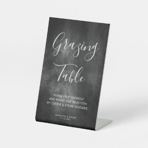 Rustic Chalk Board Script Grazing Table Wedding Pedestal Sign