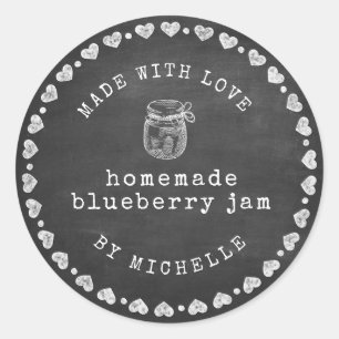 Rustic Chalk Hearts Jam Label Canning Sticker