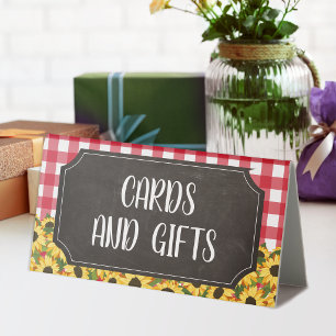 Rustic Chalk Red Gingham Sunflowers Cards & Gifts