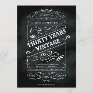 Rustic Chalkboard 30th Birthday Man Vintage Invitation