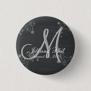 Rustic Chalkboard 3d Monogram 3 Cm Round Badge