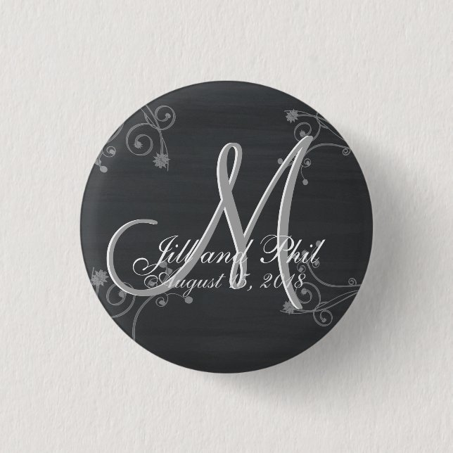 Rustic Chalkboard 3d Monogram 3 Cm Round Badge (Front)