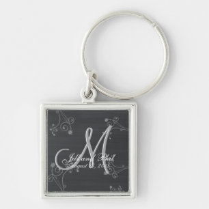 Rustic Chalkboard 3d Monogram Key Ring