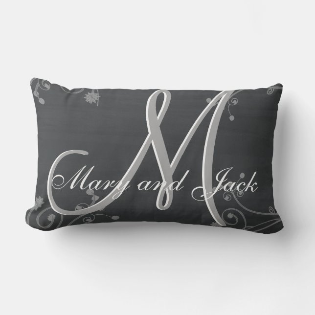 Rustic Chalkboard 3d Monogram Lumbar Cushion (Front)