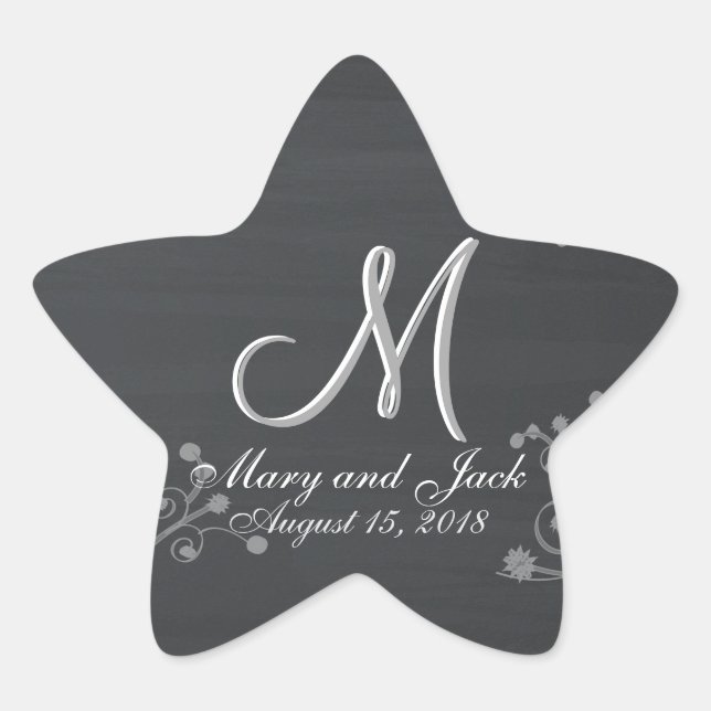 Rustic Chalkboard 3d Monogram Star Sticker (Front)