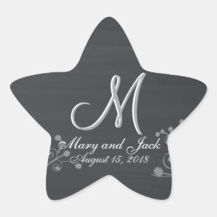 Rustic Chalkboard 3d Monogram Star Sticker