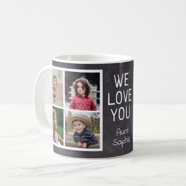 Rustic Chalkboard 8 Photo Collage  Love You Aunt Coffee Mug (Front Left)