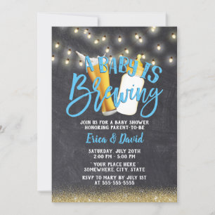Rustic Chalkboard A Baby is Brewing Baby Shower Invitation