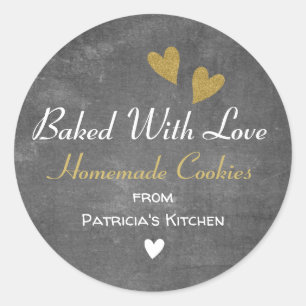 Rustic Chalkboard Baked With Love Homemade Cookies Classic Round Sticker