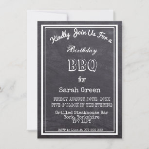 Rustic Chalkboard Birthday Party BBQ Invitation