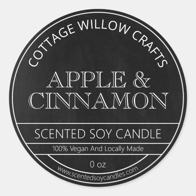 Rustic Chalkboard Black Soy Candle Labels (Front)