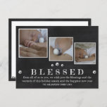 Rustic Chalkboard Blessed Chic 3 Photo Holiday Postcard<br><div class="desc">Personalised Christmas greeting postcards are a fun way to send holiday wishes and these BLESSED rustic black and white 3 photo holiday postcards are ready to be customised just for you. A background of faux chalkboard sets the stage for a mix of rustic fonts, your custom text and three photos...</div>