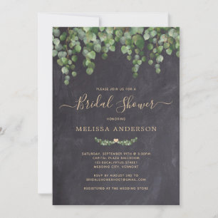 Rustic Chalkboard Botanical Greenery Bridal Shower Invitation