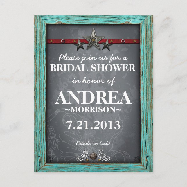 Rustic Chalkboard Bridal Shower Invite (Front)