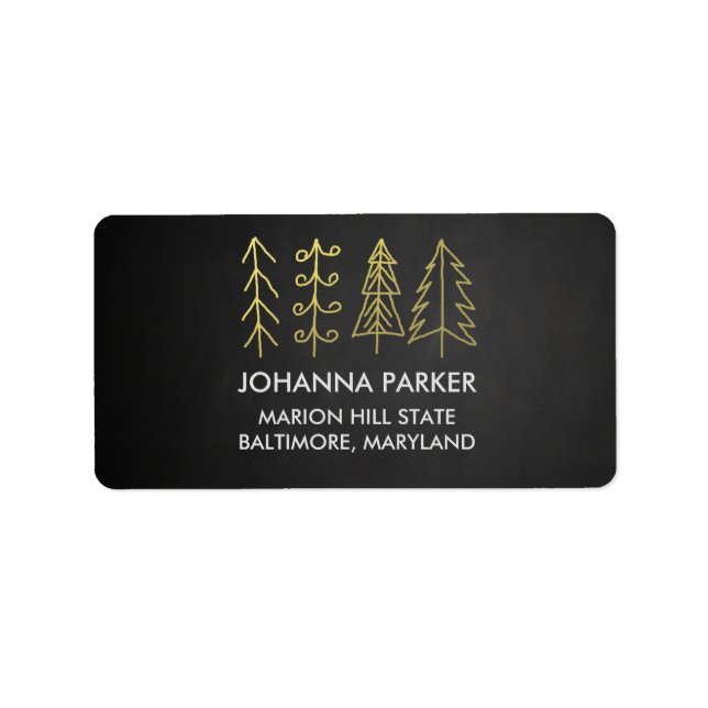 Rustic Chalkboard Christmas Trees Label (Front)