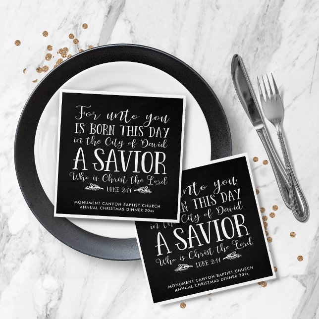 Rustic Chalkboard Christmas Verse Typography Napkin (Rustic Chalkboard Christmas Verse Typography Napkins)