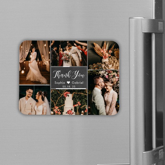 Rustic Chalkboard Collage Wedding Thank You Magnet (Creator Uploaded)