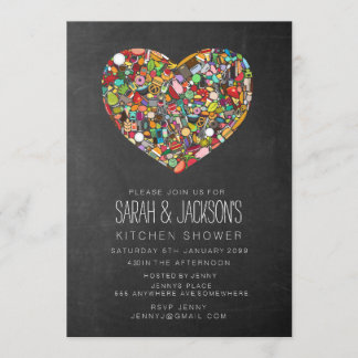 Rustic Chalkboard Couples Kitchen Shower Party Invitation