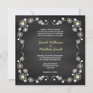 Rustic Chalkboard Daisy Wedding Invitations