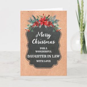 Rustic Chalkboard Daughter In Law Merry Christmas Card