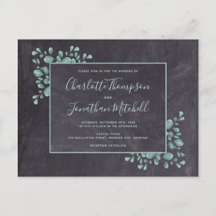 Rustic Chalkboard Eucalyptus Leaves Greenery Save Invitation Postcard