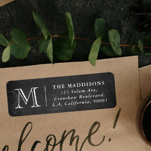 Rustic Chalkboard Family Monogram Return Address