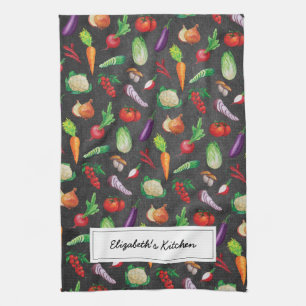 Rustic Chalkboard Farmhouse Fresh Vegetable Tea Towel