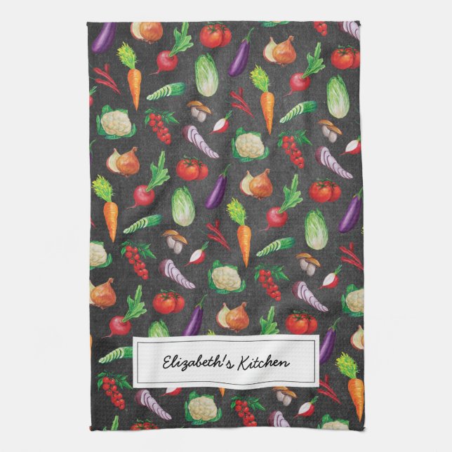 Rustic Chalkboard | Farmhouse Fresh Vegetable Tea Towel (Vertical)