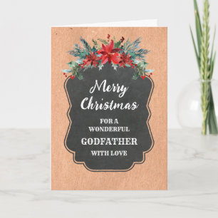 Rustic Chalkboard Godfather Merry Christmas Card