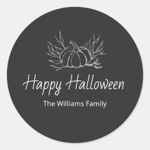 Rustic Chalkboard Happy Halloween Simple Pumpkin Classic Round Sticker