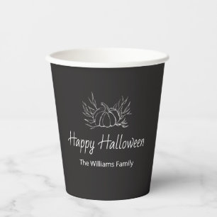 Rustic Chalkboard Happy Halloween Simple Pumpkin  Paper Cups