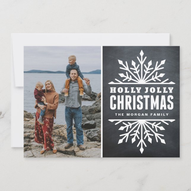 Rustic Chalkboard Holly Jolly Christmas Photo Card (Front)