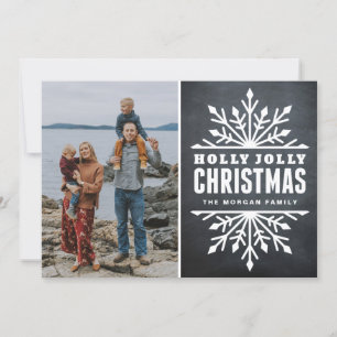 Rustic Chalkboard Holly Jolly Christmas Photo Card