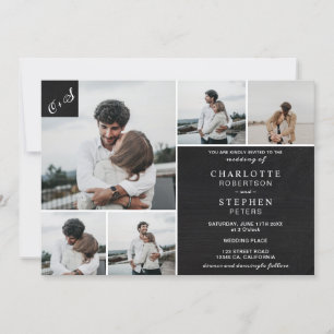 Rustic chalkboard initials 6 photos wedding  invitation