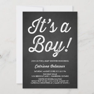 RUSTIC CHALKBOARD   IT'S A BOY BABY SHOWER INVITE