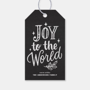 Rustic Chalkboard Joy To The World Christmas Carol Gift Tags