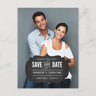 Rustic Chalkboard Label Save the Date Postcard