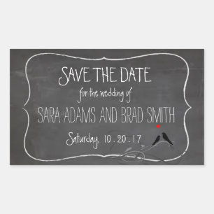 Rustic Chalkboard Lovebirds Save the Date Stickers