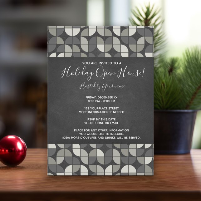 Rustic Chalkboard MCM Holiday Open House Invitation (Holiday Invitation - MCM)