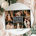 Rustic Chalkboard Multi Photo Collage Wedding  Thank You Card<br><div class="desc">Modern, Rustic Chalkboard Hand Lettered Wedding Multi Photo Collage Thank You Card. Stylish wedding thank you card template featuring six (6) photo on the front and one (1) photo on the back side. With the text "thank you" in a swirly hand lettered calligraphy script font in white on dark grey...</div>