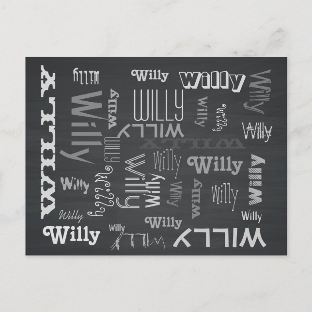 Rustic Chalkboard Name Collage Postcard (Front)