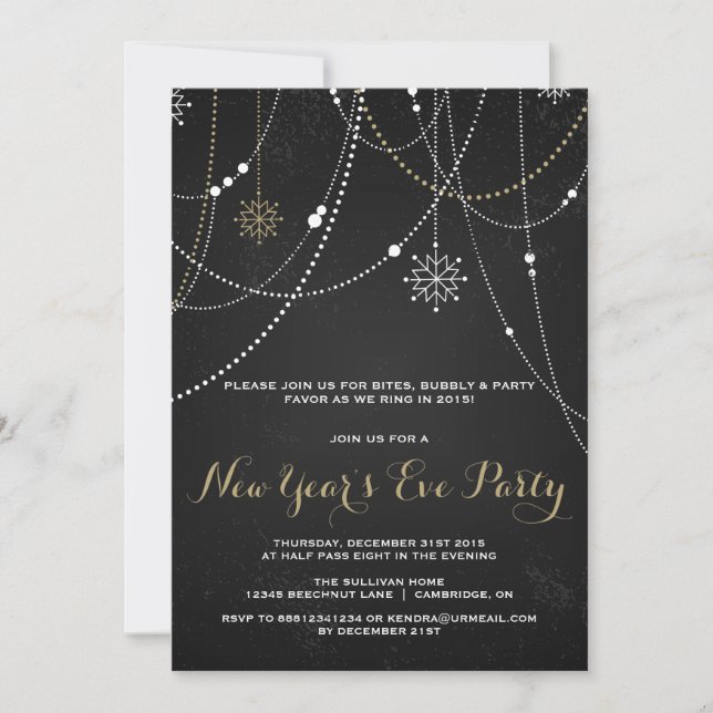 RUSTIC CHALKBOARD NEW YEAR'S EVE PARTY INVITATION (Front)