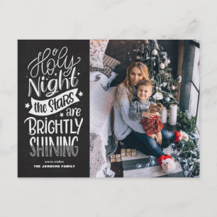 Rustic Chalkboard O Holy Night Lyrics Christmas Holiday Postcard