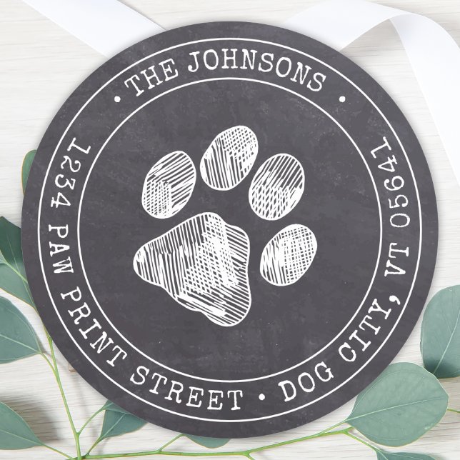 Rustic Chalkboard Paw Print Return Address Label (Creator Uploaded)