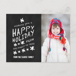 Rustic Chalkboard Photo Holiday Postcard