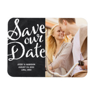 Rustic Chalkboard   Photo Save the Date Magnet