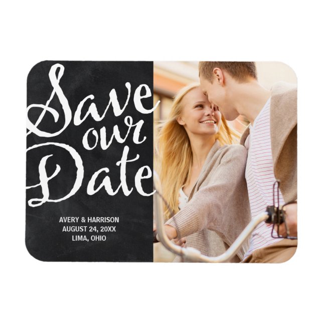 Rustic Chalkboard | Photo Save the Date Magnet (Horizontal)