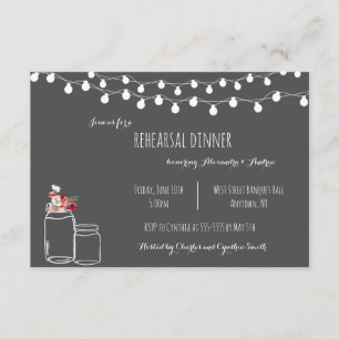 Rustic chalkboard rehearsal dinner invitations