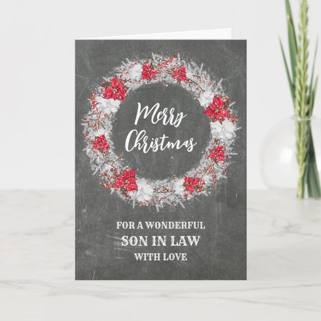 Rustic Chalkboard Son in Law Merry Christmas Card (Front)