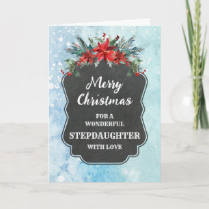 Rustic Chalkboard Stepdaughter Merry Christmas Card